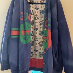 Awesome Gucci sweatshirt cardigan silk lining pockets hip length oversized ..